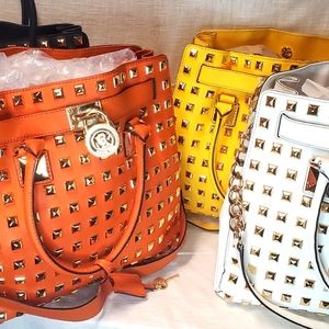Partial set of studded michael kors hamilton bags